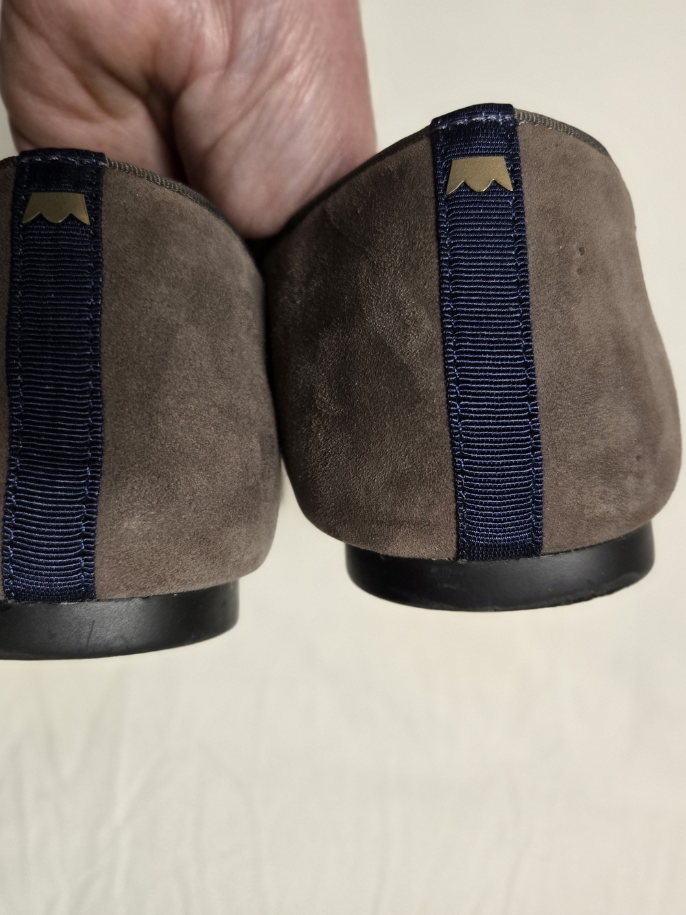 Birdies  Suede Slip-Ons with Blue Plaid Insole - Picture 3 of 12